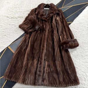 CARVEN Demi-Buff Mink Fur Coat Brown Women Authentic From Japan